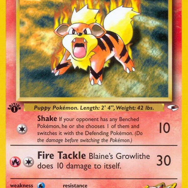 Blaine’s Growlithe Pokemon Kaart