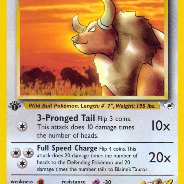 Blaine’s Tauros Pokemon Kaart