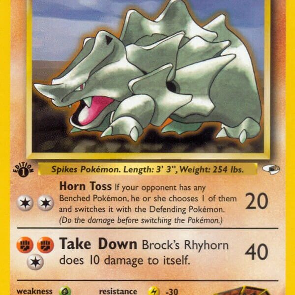 Brock’s Rhyhorn Pokemon Kaart