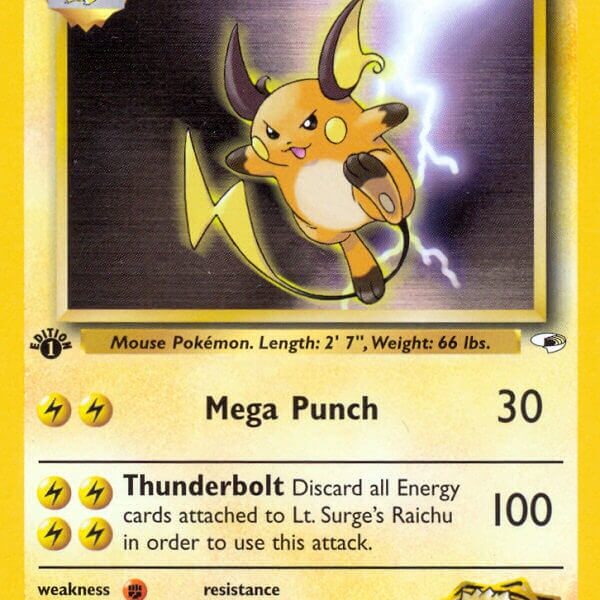 Lt. Surge’s Raichu Pokemon Kaart