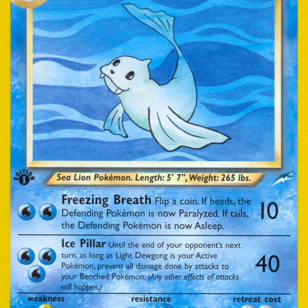 Light Dewgong Pokemon Kaart