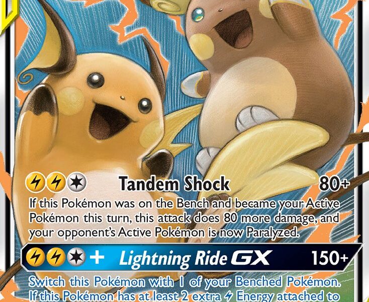 Raichu & Alolan Raichu-GX Pokemon Kaart