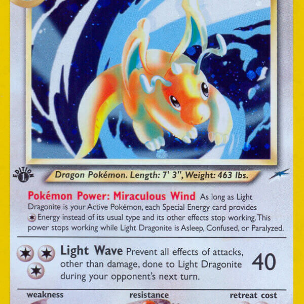 Light Dragonite Pokemon Kaart