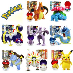 2020 new Figure Pokemon Pikachu Charizard Gyarados Blastoise toy Pokemon Pocket Elf Ball Manual Deformation Robot Elf Baby Set