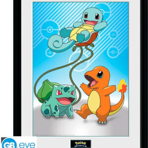 Pokemon Framed Print – Kanto Starters