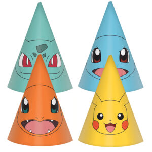 Pokemon themafeest feesthoedjes – 8x – papier – H16 cm