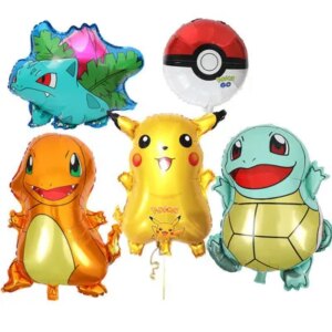 50pcs Cartoon Pikachu Pokemon Helium Inflatable Foil Balloons Children birthday party decorations first year old kids toys