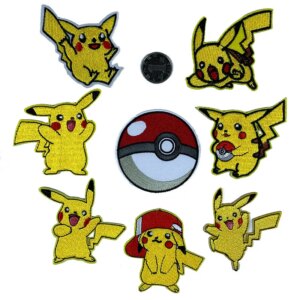 8PCS Wholesale Mix Anime Pokemon Series Patches Iron On Applique Pikachu Embroidery Sewing Supplies Fabric Stickers DIY Clothing
