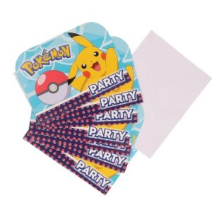Pokemon – themafeest – kinderfeest uitnodigingen – 8x stuks – inclusief enveloppen – Thema feest uit