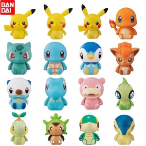 Bandai Pokemon 4-6cm Charmander Popplio Litten Pikachu Rowlet Treecko Eevee Fennekin Greninja Anime Action Figure Dolls Toy