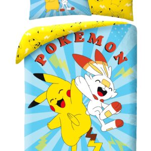 Pokémon Dekbedovertrek Pikachu & Scorbunny 140 x 200 cm (65 x 65 cm)