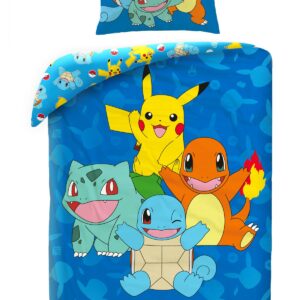 Pokémon Dekbedovertrek starters blauw 140 x 200 cm