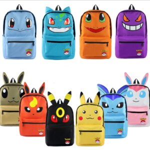 Pokemon Haunter Eevee Bulbasaur Canvas Backpack Students Shoulders Bag Pocket Monster Haunter Schoolbags Laptop Bags