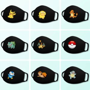 Pokemon Mask Protective Face Mouth Mask Reusable Cosplay FaceMask Butterfree Caterpie Charmander Psyduck Jigglypuff Raichu Ash