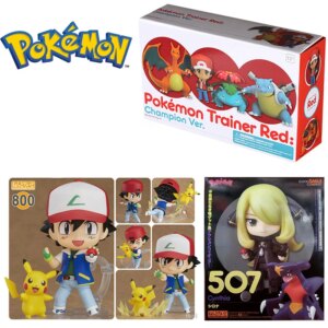 Pokemon Nendoroid 800 612 507 537 Satoshi & Pikachu pokemones Trainer Red Original Figures Model Toys for child gifts with box
