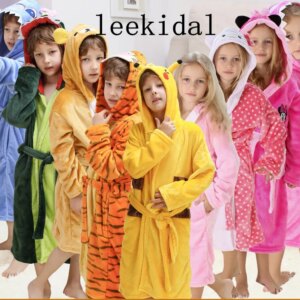 Pokemon Pikachu Dinosaur Children Bathrobe Boys Girls Kid Bathrobes Beach Towel Infant Sleepwear Hoodie Bath Robe Christmas Gift