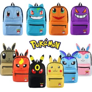 Pokemon Pikachu Haunter Eevee Bulbasaur Canvas Backpack Students Shoulders Bag Pocket Pokemon Go Haunter Schoolbags Laptop Bags